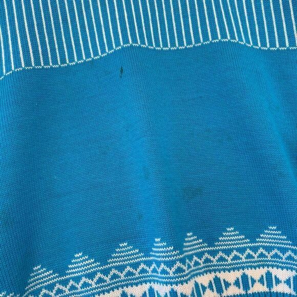 Kazlin Ski Blue Knit Sweater Size Large Wool Blend Colorful Style Winter - Picture 4 of 12